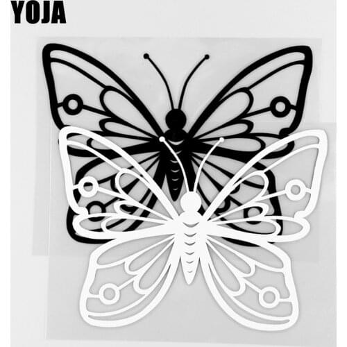 YOJA 13.8×10.2CM Animals Cartoon Butterfly Vinyl Decal Car Stickers Pattern Black/Silver 19C-0193