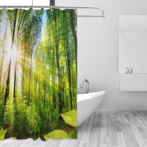 Northern European Clean Forest Shower Curtains for Bathroom Waterproof 100% Polyester Fabric Bath Curtain Leaves Curtains