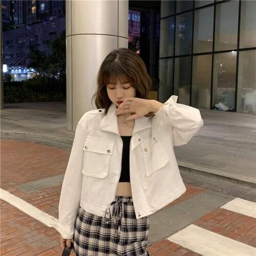 Womens Clothing Jackets Solid Womens Jacket Casual Denim Jackets Zipper Button Pockets Long Sleeve Jackets For Women 2021