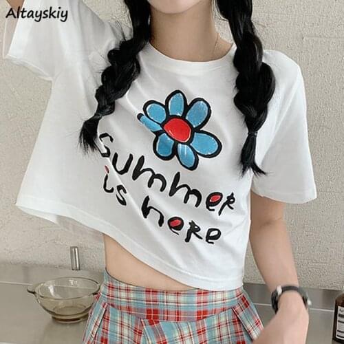 Print Tanks Women Leisure Simple Cute Korean Style Crop Top Female Ulzzang College Students Summer Retro Teens Girls Y2k Comfort