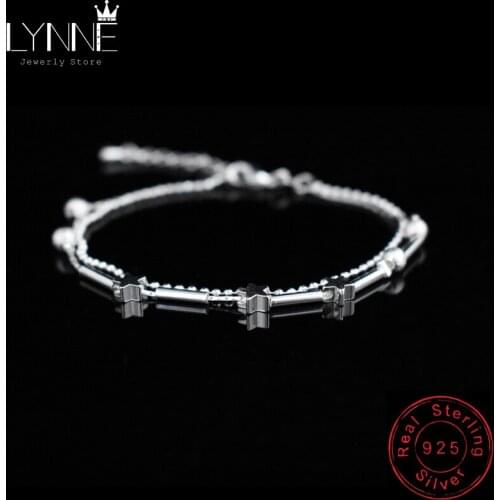 New Double Layers Chain Star Bead Charm Bracelets 925 Sterling Silver Summer Bracelet Women&Girl Fashion Brithday Jewelry Gift