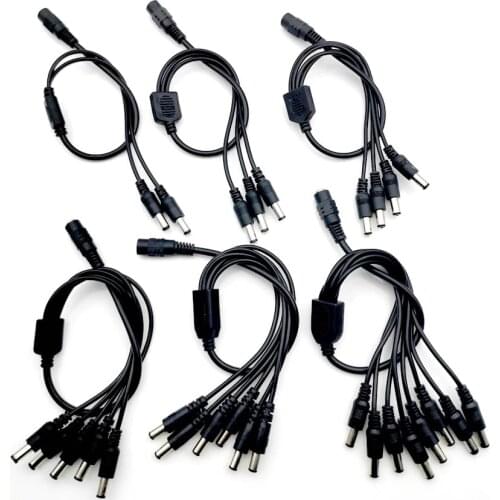 2.1*5.5mm 1 Female to 2 3 4 5 8 Male DC Power Splitter Plug Cable for CCTV security Camera Accessories power Supply adapter 12V