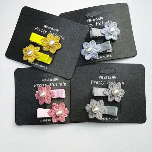 2pcs/set New women girls cute wool flower pearl hair clips Barrettes safe HairpinsFashion Girls Hair Accessories