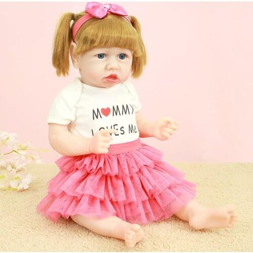 24 Inch Adorable Reborn Baby Doll Girl Vinyl 60CM Newborn Baby Dolls With Blue Eyes Brown Hair Full Silicone Body Bonecas Toys