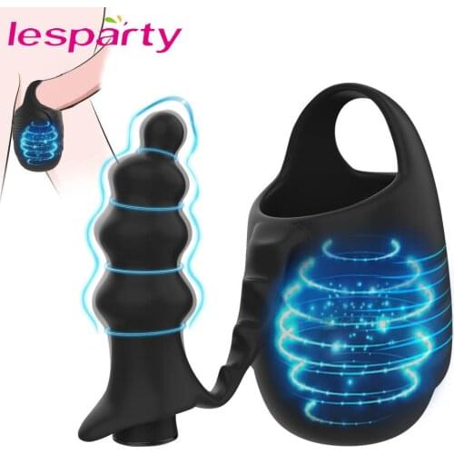 Anal Vibrators for Men 7 Modes Vibrating Penis Massager Ring Male Scrotum Chastity Cage Testicle Bondage Vibrators Cock Rings