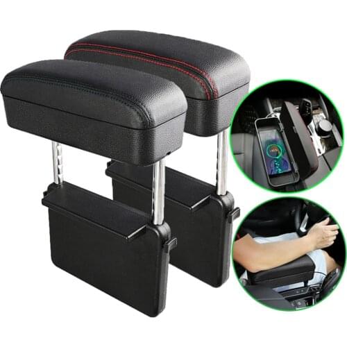 Car Center Handrail, Leather Box, Solid Color Adjustable Up and Down Universal Soft Comfortable Center Arm Cushion