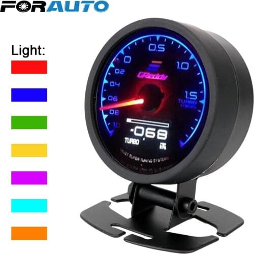Turbo Boost Gauge Car Gauge Racing Gauge 7 Color Voltage Display LCD Digital Display