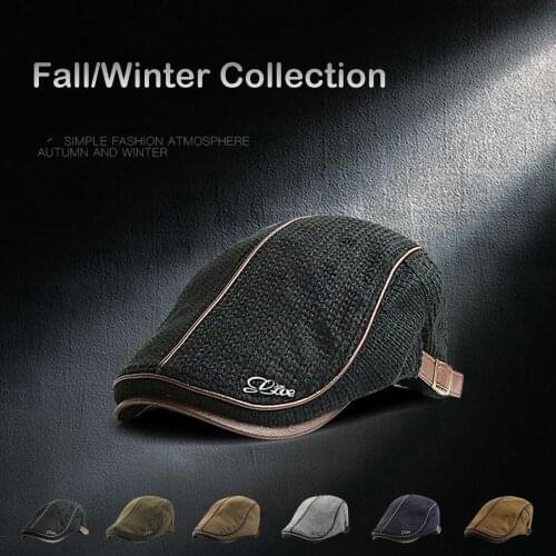 Mens Knit Flat Autumn Berets Cap Harajuku Padded Warm Beret Caps Casual Outdoor Men Warmer Visor Forward Hat Dropshipping
