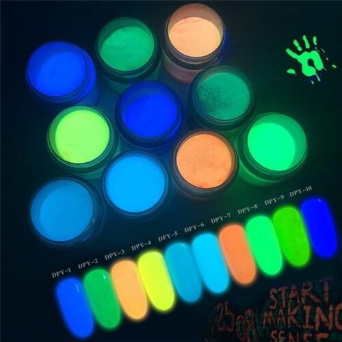 1 Box 10 Colors Neon Phosphor Powder Nail Glitter Powder Dust Luminous Pigment Fluorescent Powder Nail Glitters Glow in the Dark