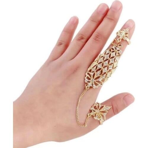 Bohemian Vintage India Dance Women Full Rhinestone Flower Sets Retro Hollow Symmetrical Butterfly Finger Rings Gift Jewelry