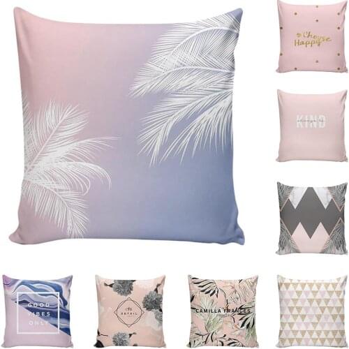 Nordic Geometric Grid Leaves Pillow Case Sofa Cafe Decor Zipper Cushion Cover Hotel Home Bed Throw Pillow Case Pillow Cover
