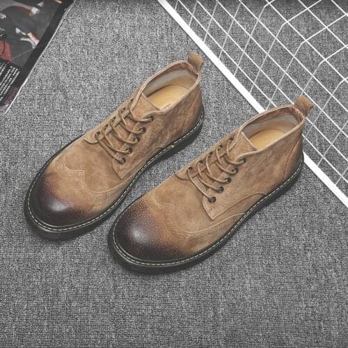 Winter Velvet Cotton Boots Warm MenS Boots Round Toe Leather Boots Wear-Resistant Korean Boots Fashion Martin Boots Plus Size