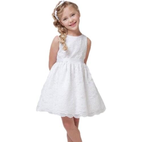 Toddler Kids Dresses Summer Children Clothes Girls Beautiful Lace Party Dress Quality White Baby Girls Dress For Age 2-12
