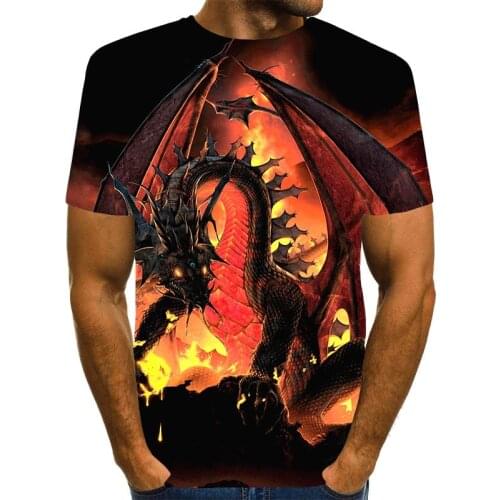 Mens Flame Dragon T Shirt Fantasy T-Shirt For Women/Men Animal Tshirt Mens Serpent Clothes 3D Pattern Tees