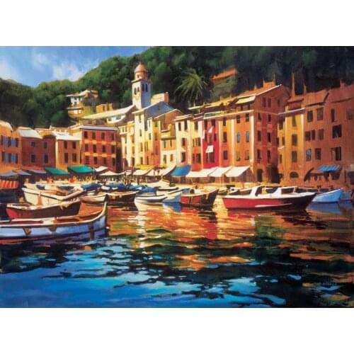 Wall art oil paintings Mediterranean Gold Portofino Colors Hand painted Venice landscapes canvas artwork Impressionist Home deco