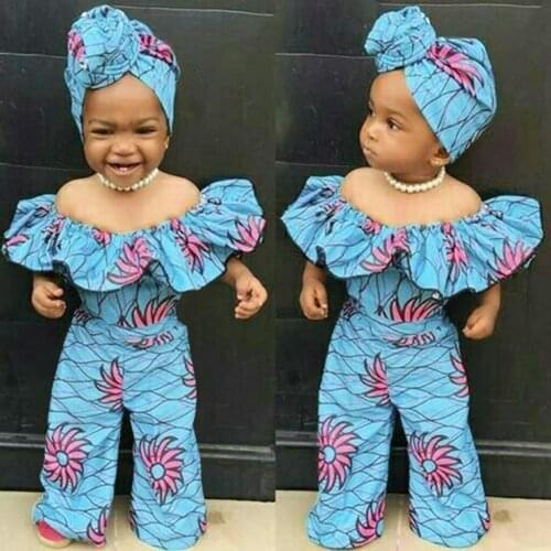 Bodysuit For Newborns Clothes Infant Baby Girls Off Shoulder Dashiki African Romper Jumpsuit+Headband ползунки для малышей
