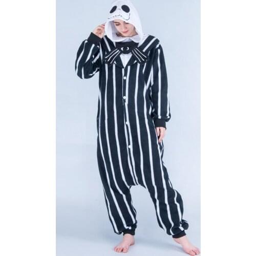 Nightmare Before Christmas Jack Skellington Cosplay Costume Skeleton Pajamas Pumpkin King Christmas Adult Sleepwear Jumpsuit