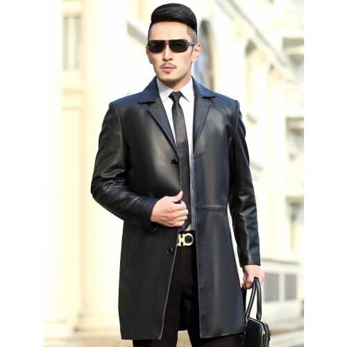 Genuine Leather Jacket Long Spring Sheepskin for Windbreaker Blazer Men Coat Blouson Cuir Homme 7502 KJ1443