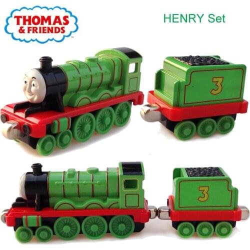 Thomas and Friends Vehicles Alloy Henry Locomotive Train and Henry Carriage Set Kids Toy Cars for Children Gifts