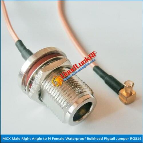 MCX Male Right Angle 90 Degree To N Female O-ring Waterproof Bulkhead Mount Nut Plug RG316 Pigtail Jumper Cable