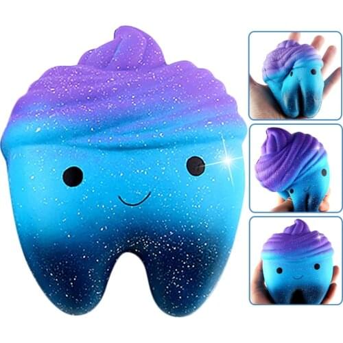 Besegad Cute Kawaii Slow Rising Rebound Squishy Star Tooth Squeeze Starry Sky Teeth Stuffed Decompression Relieves Stress Toy