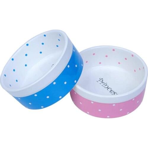Pet Bowl Creative Dots Pattern Ceramic Pet Food Bowl Pet Water Bowl for Cat Dog