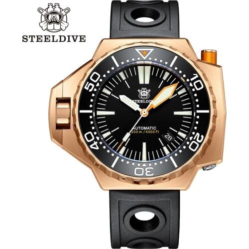 STEELDIVE Bronze Watch Men 1200m Waterproof Diver Watches Luxury Brand Mechanical Wristwatch BGW-9 Luminous Automatic Self Wind