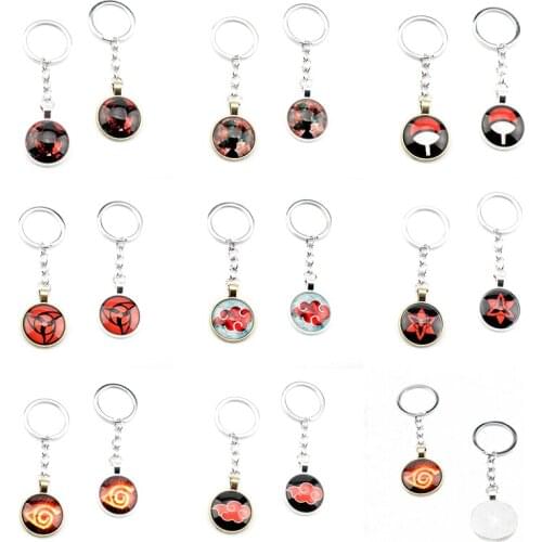 New Anime Cosplay Konoha Logo Uchiha Family Emblem Sharingan Akatsuki Organization Logo Pendant Keychains Keyrings Gift