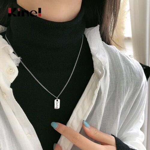 Kinel Letter Pendant Necklace for Women Silver 925 Jewelry Chain Punk Hip Hop Retro Make Old 2021 New Collar