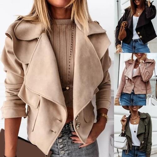 Coat Suede Pockets Buttons Short Jacket Short Punk style jacket 2020 new chaqueta jackets for women winter fall jackets cropped