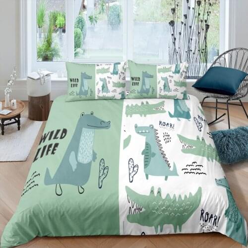 Luxury Dinosaur Bedding Sets Twin Size Cartoon Kids Duvet Cover Set with Pillowcase Full Boys Comforter Bed Sets Home