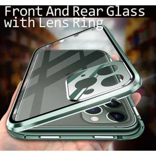 Luxury Metal Magnetic case For Iphone X xs 12 12mini 11 12promax 7 8 11promax 7plus 8plus new double-sided magnetic