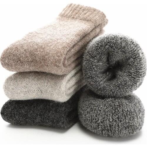 Christmas 2020 Winter Socks Men Super Thicker Solid Thermosocks Merino Wool Rabbit Socks Against Cold Snow Russia Male Warm Sock