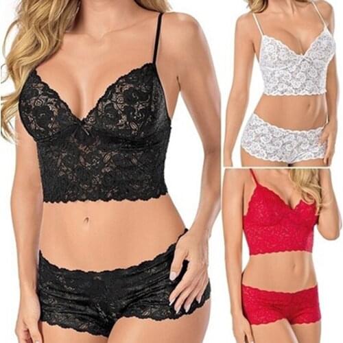 Sexy Lingerie Set Women Lace Strappy Push Up Bra Set Erotic Lingerie Porno Femme Wire Free Underwear Bralette Set Lingerie Woman
