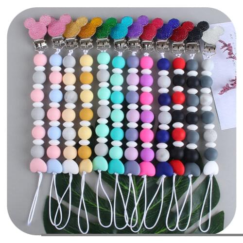 Silicone Baby Pacifier Clips Holder Chewing Nipple Chain Nipple Holder With Mouse Teether Chain Newborn Silicone Teething Toys