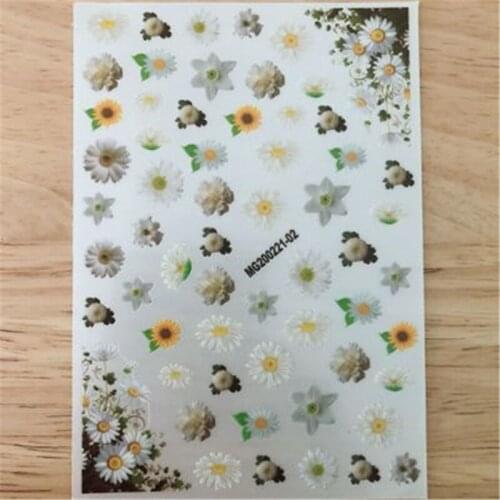Japanse Style Fashion Hot Selling Daisy Traceless Nail Stickers Back Glue Adhesive Dry Nail Decals Women Girls Manicure Nail Art
