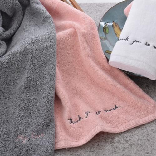 1 PC 34*76CM Household Cotton Bathroom Towels for Adult Couples Sweet Letters Embroidered Bath Sport Face Towel Thick Quick Dry