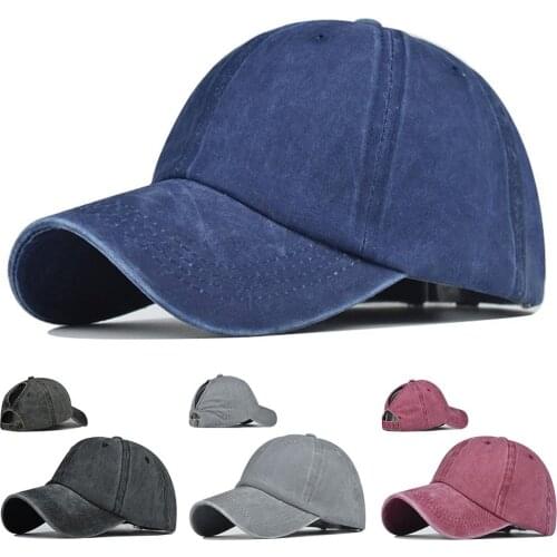 Vintage Solid Color Adjustable Anti UV Outdoor Sports Ponytail Hat Baseball Cap