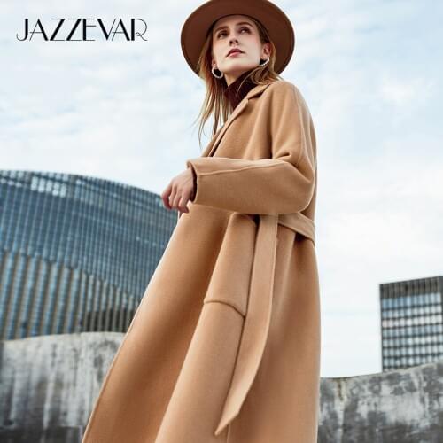 JAZZEVAR 2020 Atumn Winter New Fashion Arrival Women High Quality Outerwear For Lady Classic Double sided Hand-sewn Woollen Coat