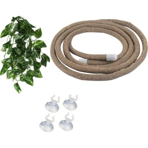 1.5M Reptile Vines and Flexible Reptile Leaves with Suction Cups Jungle Climber Long Vines Habitat Decor for Lizards