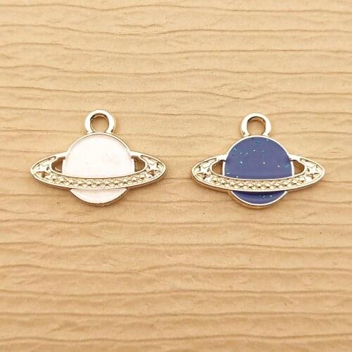 10pcs 15x22mm saturn charm enamel charm for jewelry making fashion earring pendant necklace bracelet charms