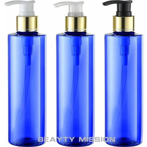 250ml 24 pcs/lot empty blue plastic lotion bottles ,liquid soap pump container for personal care lotion pump cosmetic containers