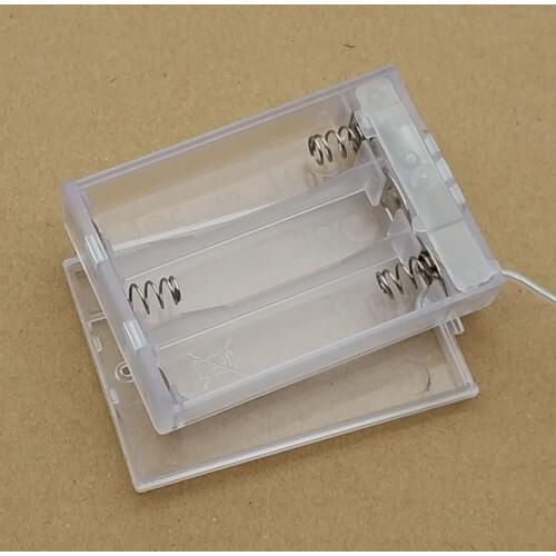 3 AA Battery Holder 4.5V Battery Box AA Battery Storage Case With Switch Lead Transparent
