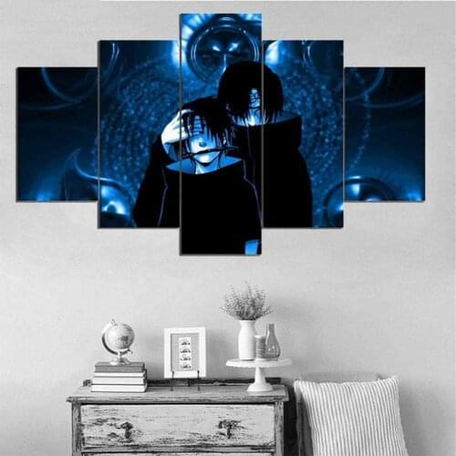 5 Piece Wall Art Canvas Anime Manga Ninja Figure Sasuke Posters And Prints Modern Decoration Wall Paintings For Living Room