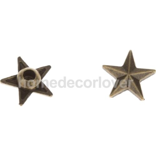 50 Set DIY Star Rivets Snap Studs Alloy Decorative Spots for Leathercraft Garment DIY Accessory Spikes Brass