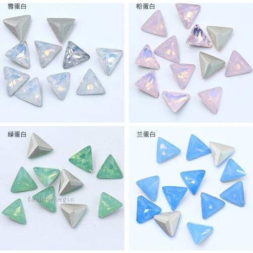 6p 8mm 10mm Trigon Opal color strass Glass Fancy stones point back faceted crystal rhinestones Jewels Nail Art Decorations Beads