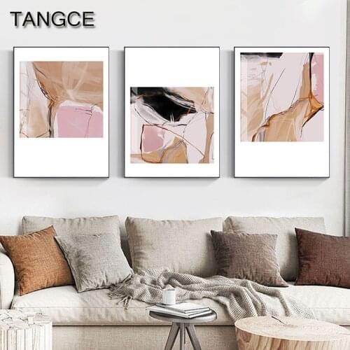 Abstract Pink Canvas Poster Modern Painting Nordic Flowing Pink Wall Picture for Living Room Bedroom Decoration Fashion Wall Art