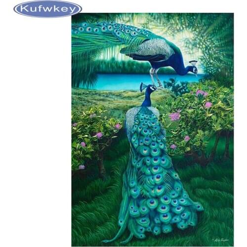 Diamond Mosaic DIY diamond Painting crystal two peacock 3D Cross Stitch Decorative diamond embroidery square Rhinestone painting