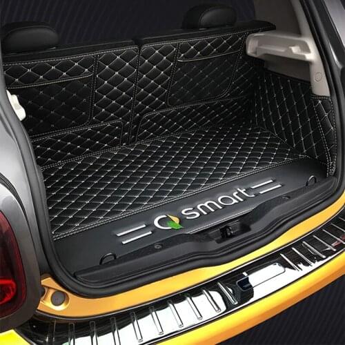 Car Rear Trunk Mat For Smart 453 Forfour Accessories Leather Waterproof Protective Pads Cargo Liner Auto Trunk Tray Floor Mat