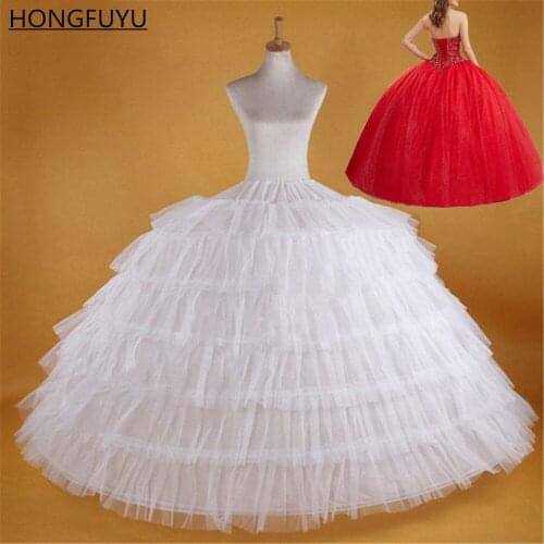 HONGFUYU New Hot Sell 6 Hoops Big White Petticoat Super Fluffy Crinoline Slip Underskirt For Wedding Dress Bridal Gown In Stock